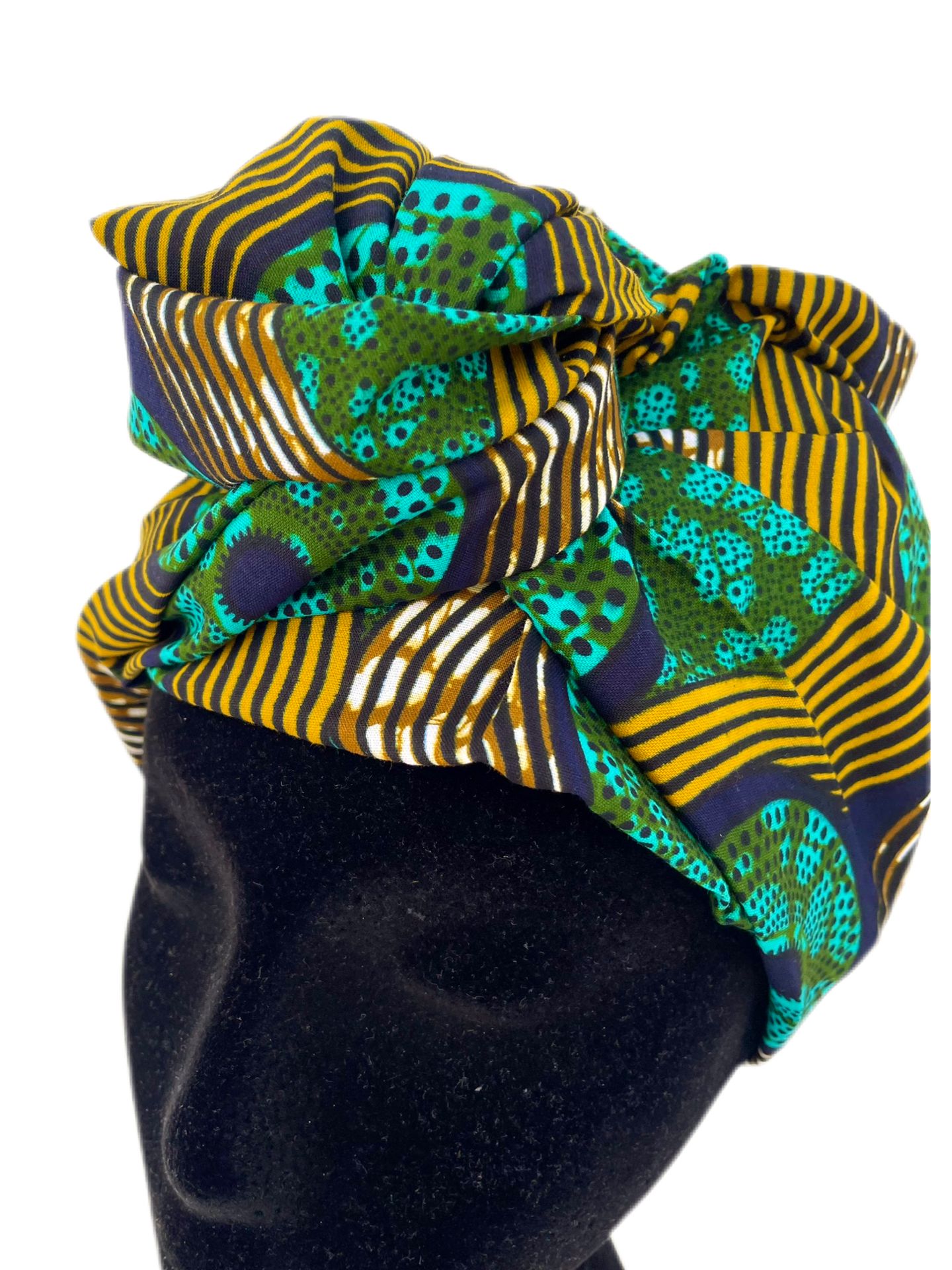 Turbante verde y dorado cubre cabeza khamali Shop