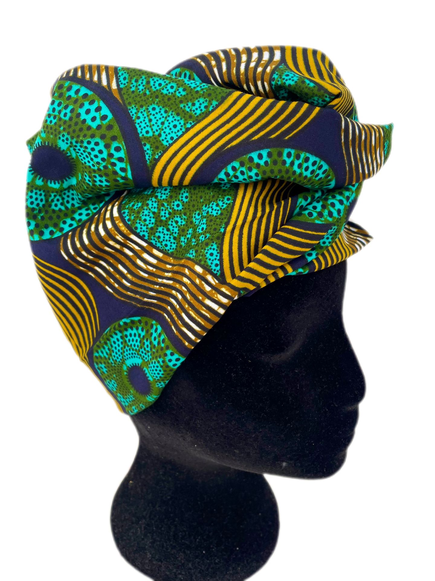 Turbante verde y dorado cubre cabeza khamali Shop
