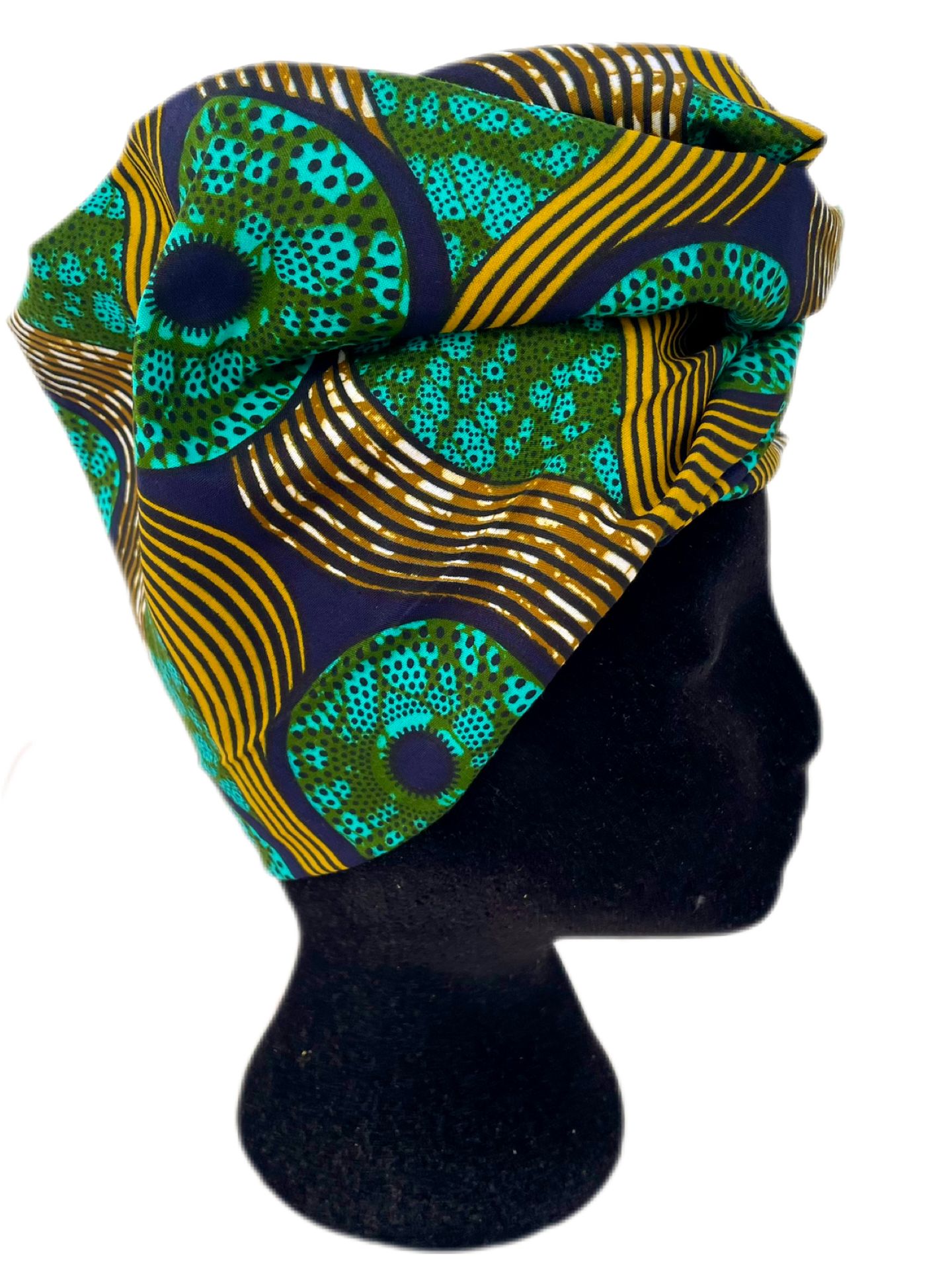 Turbante verde y dorado cubre cabeza khamali Shop