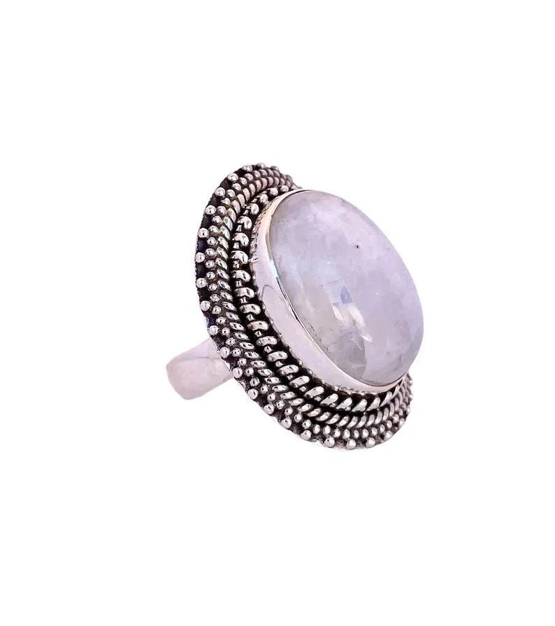 Anillo grande piedra natural en plata 925 - KHAMALI
