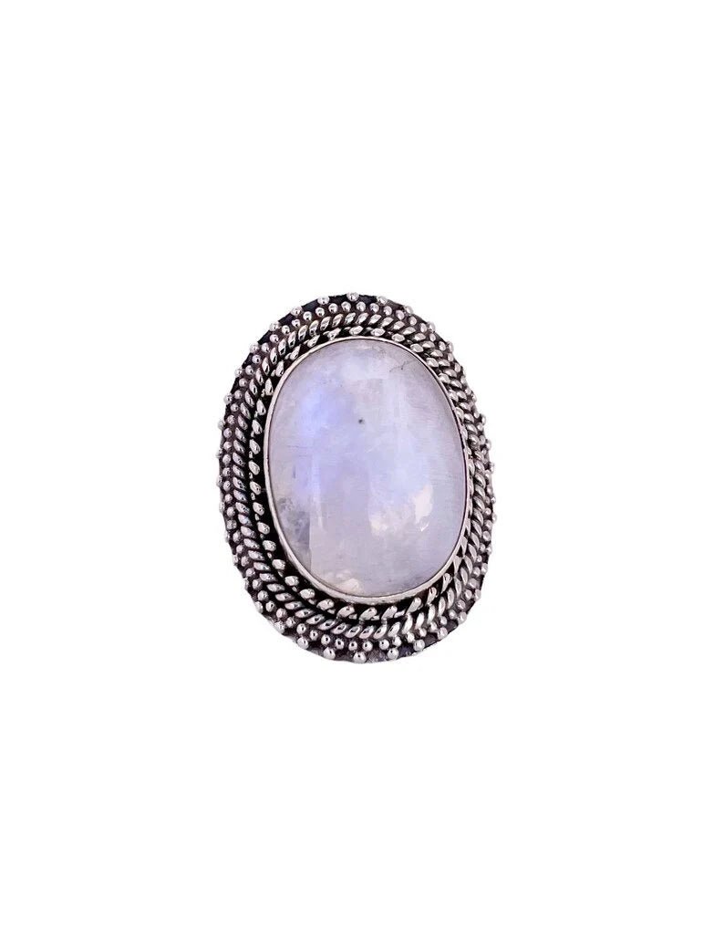 Anillo grande piedra natural en plata 925 - KHAMALI
