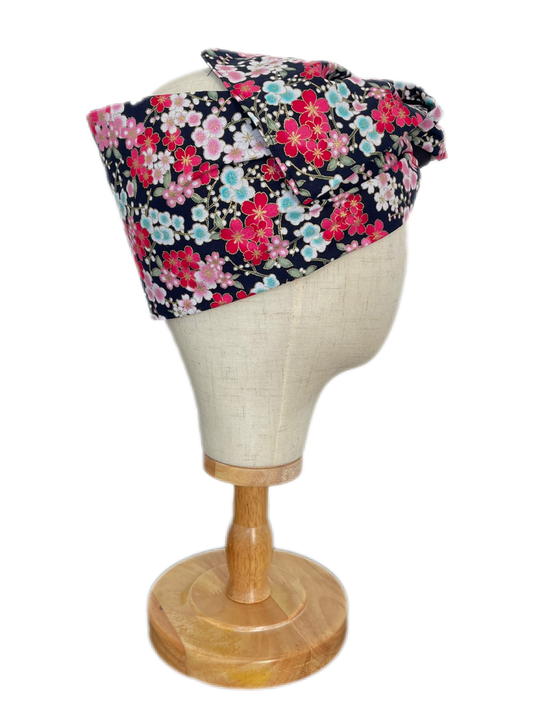 Cinta con alambre estilo japonés floral negro y rojo - KHAMALI