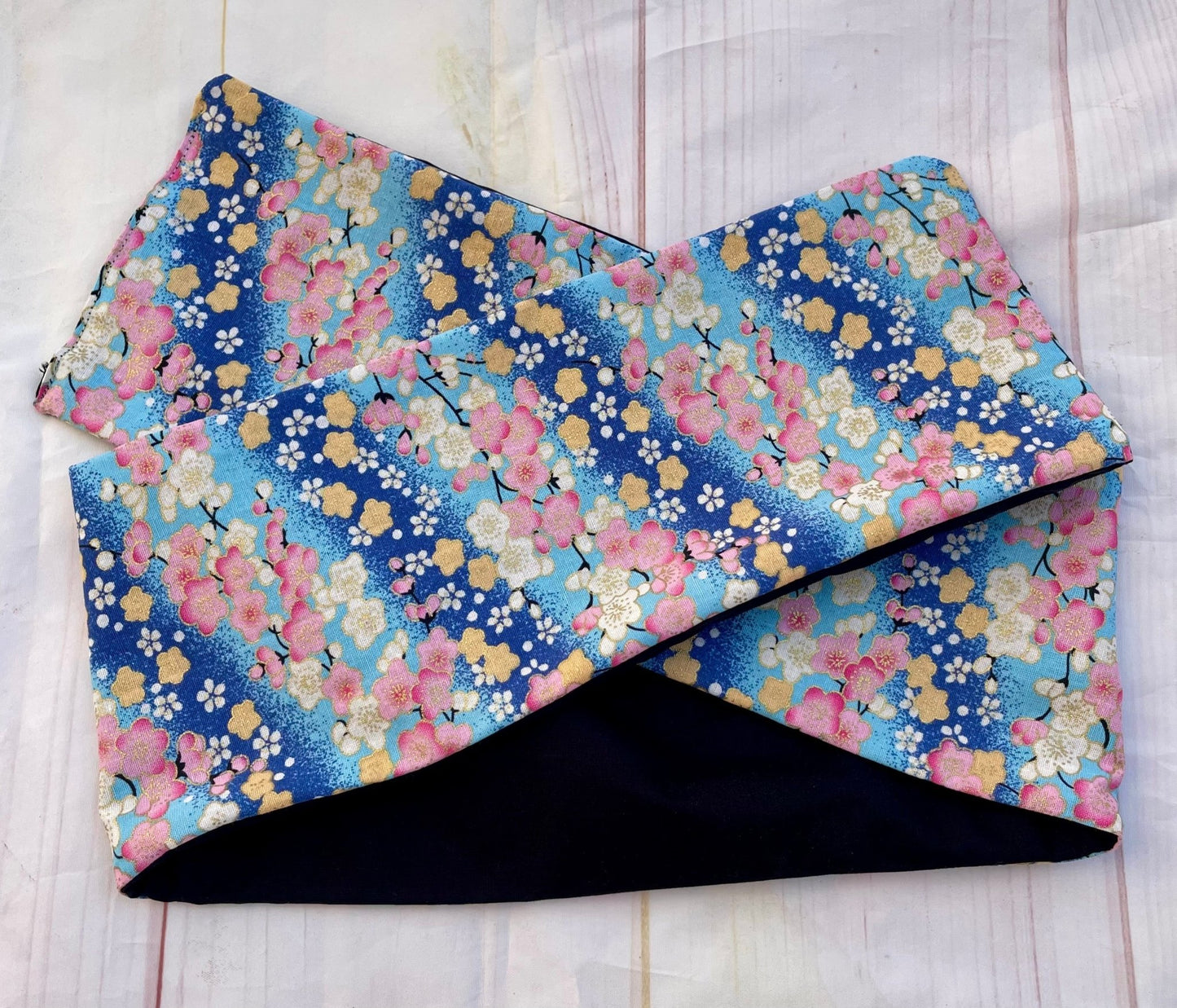 Cinta con alambre floral japonés azul y rosa - KHAMALI