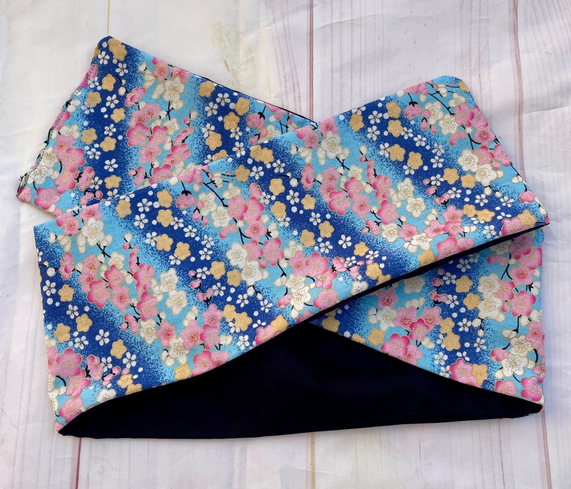 Cinta con alambre floral japonés azul y rosa - KHAMALI