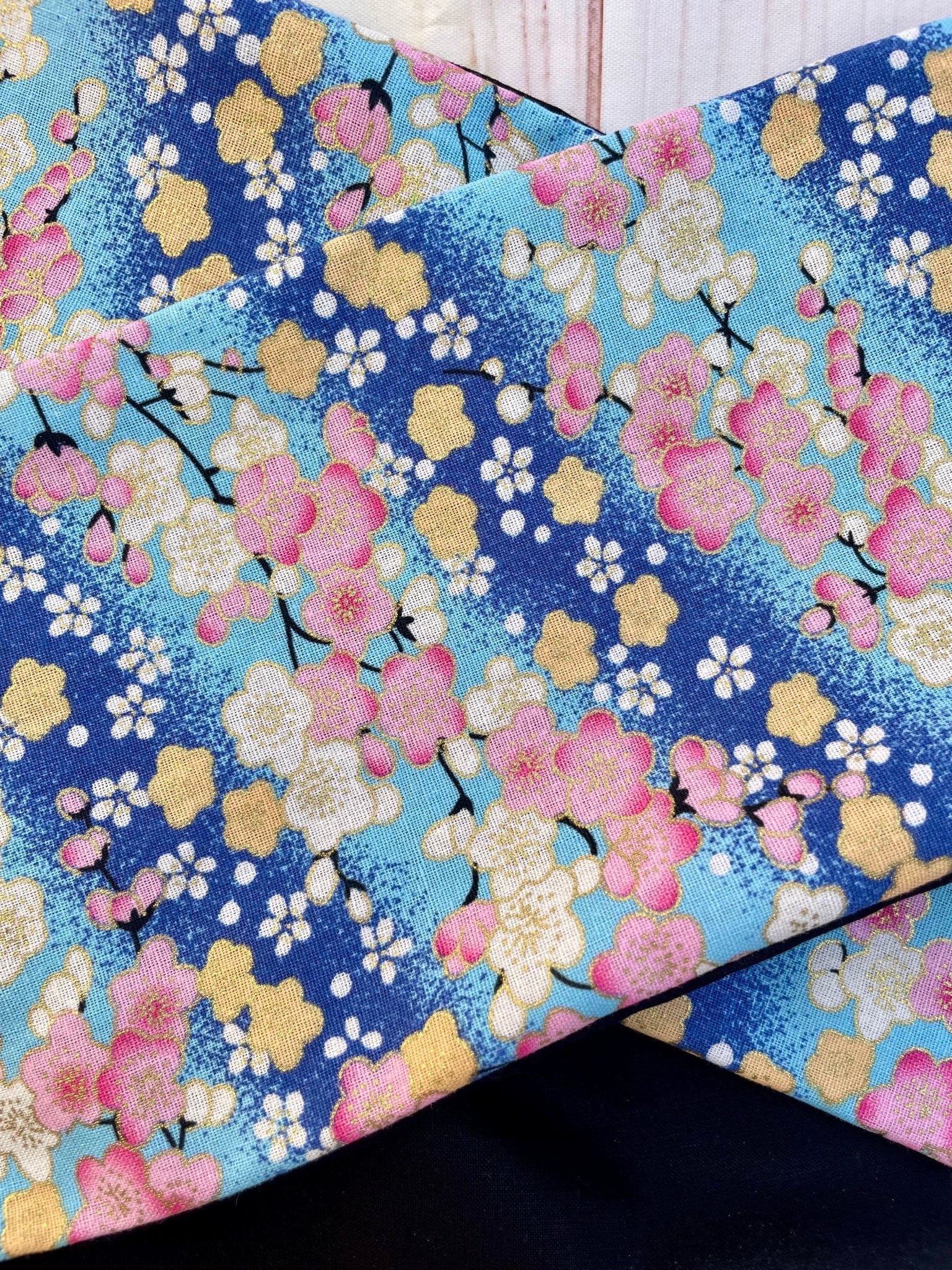 Cinta con alambre floral japonés azul y rosa - KHAMALI