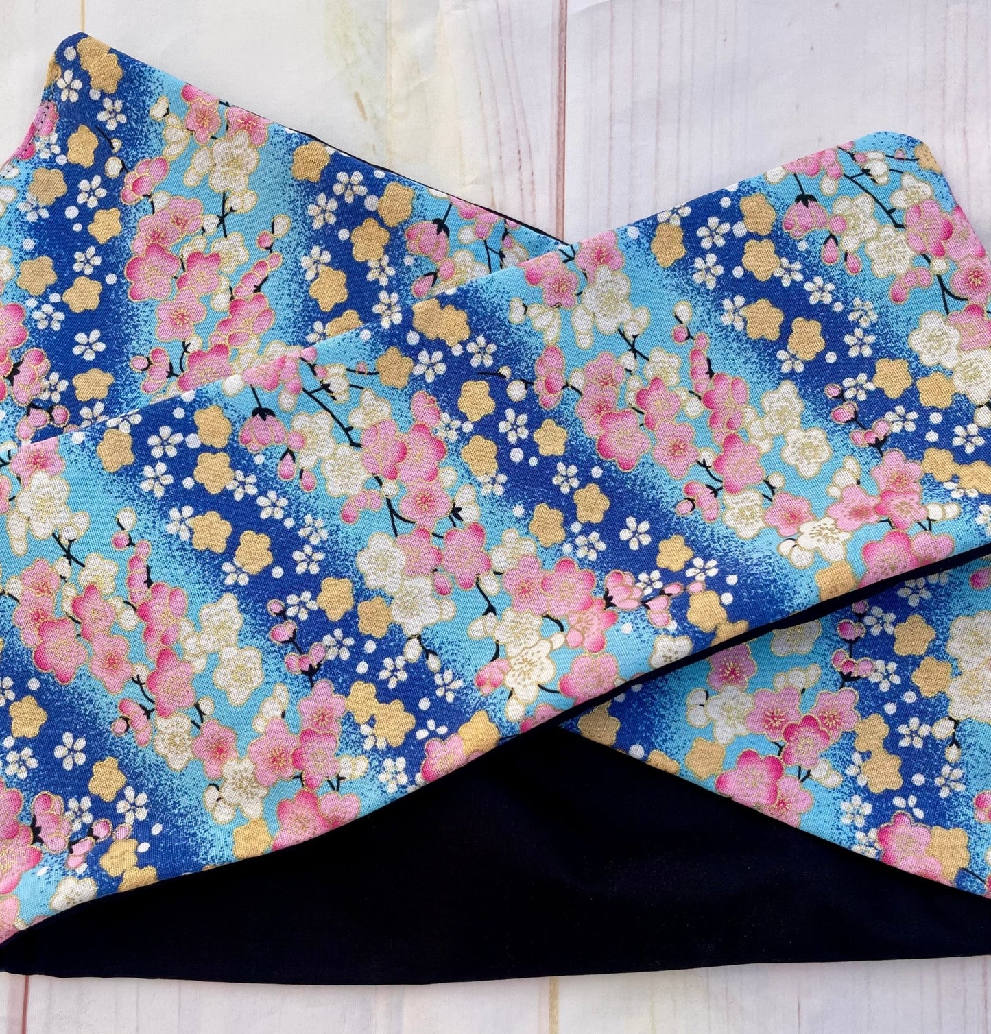 Cinta con alambre floral japonés azul y rosa - KHAMALI
