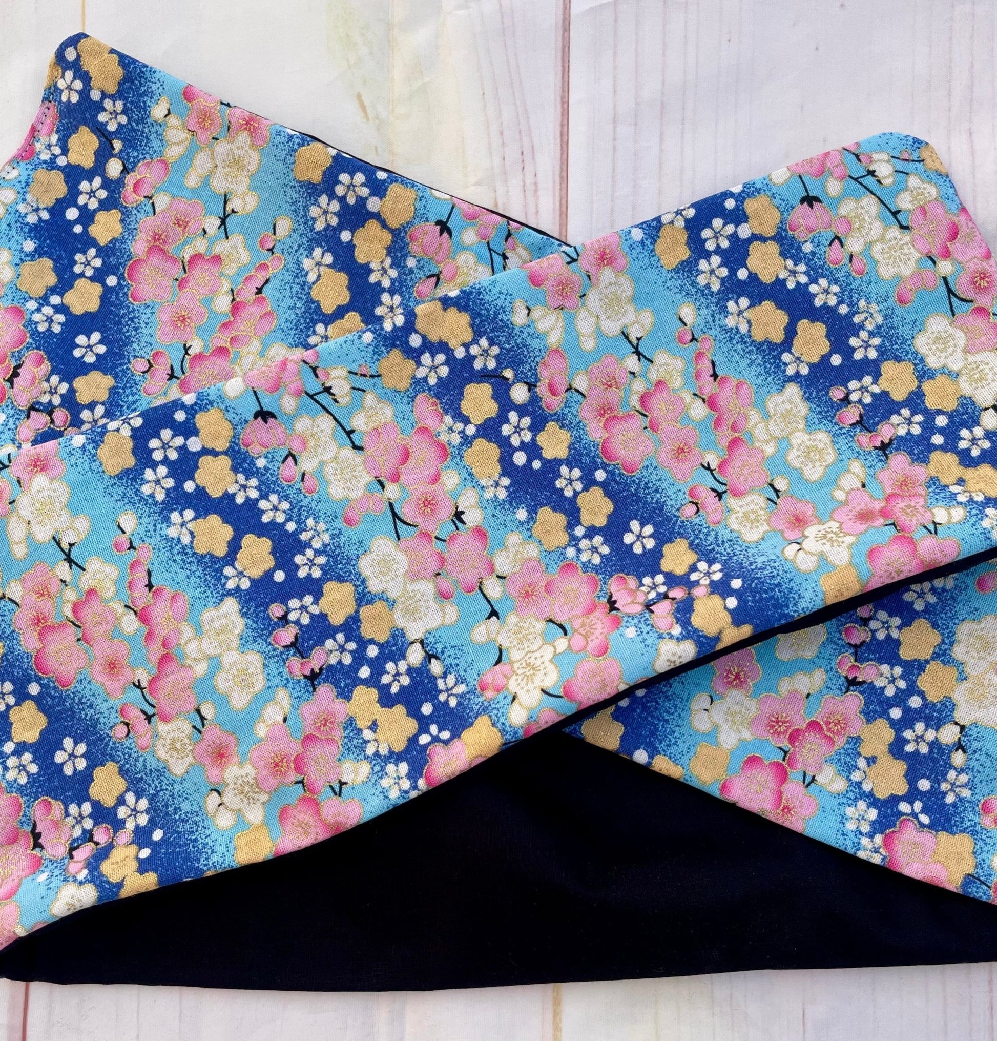 Cinta con alambre floral japonés azul y rosa - KHAMALI