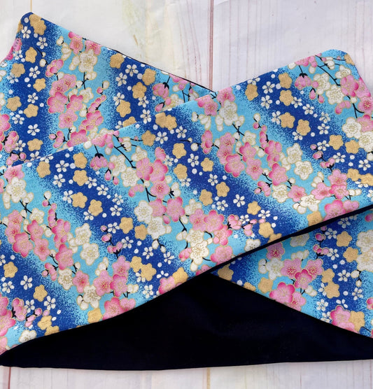 Cinta con alambre floral japonés azul y rosa - KHAMALI
