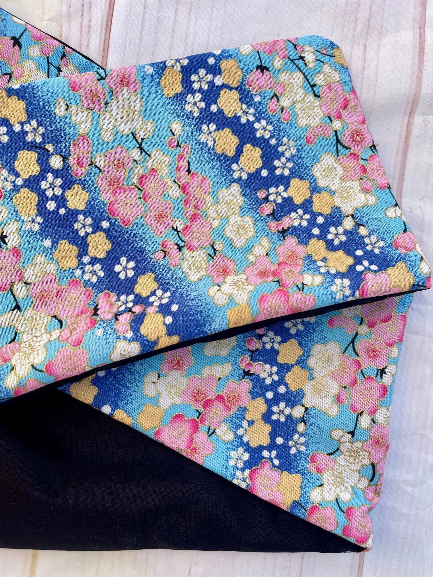 Cinta con alambre floral japonés azul y rosa - KHAMALI