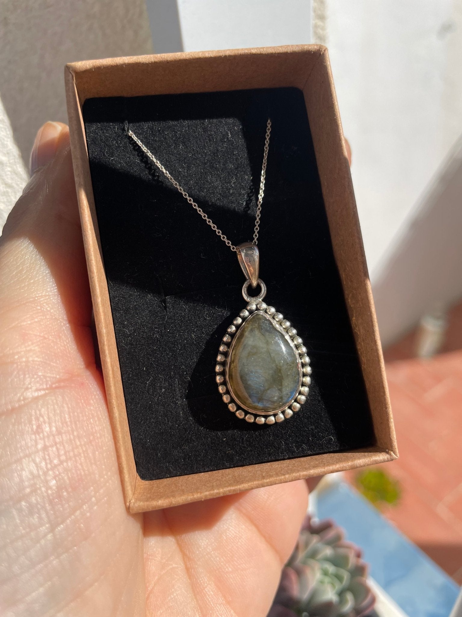 Colgante de Labradorita grande en plata 925 - KHAMALI