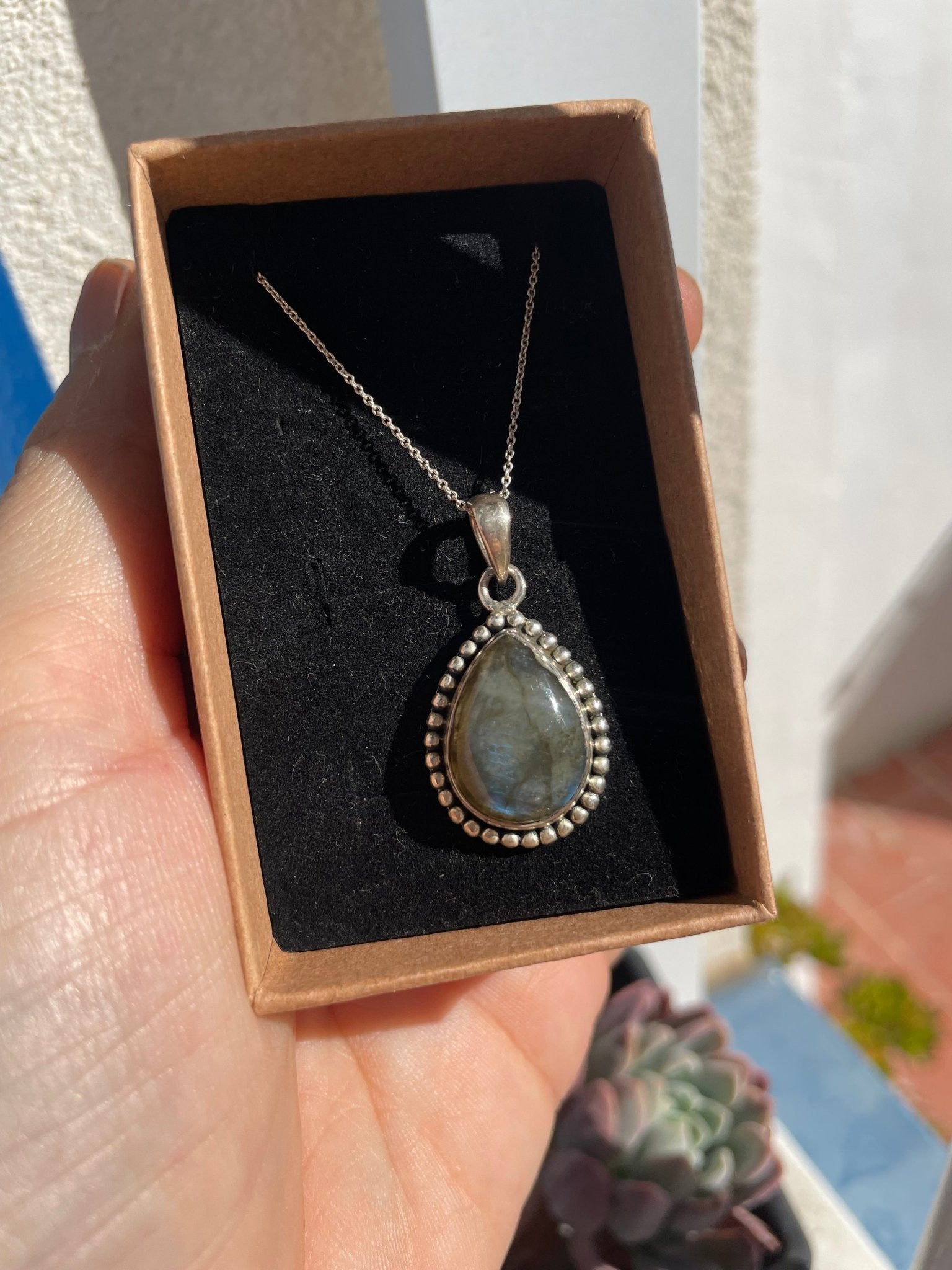 Colgante de Labradorita grande en plata 925 - KHAMALI