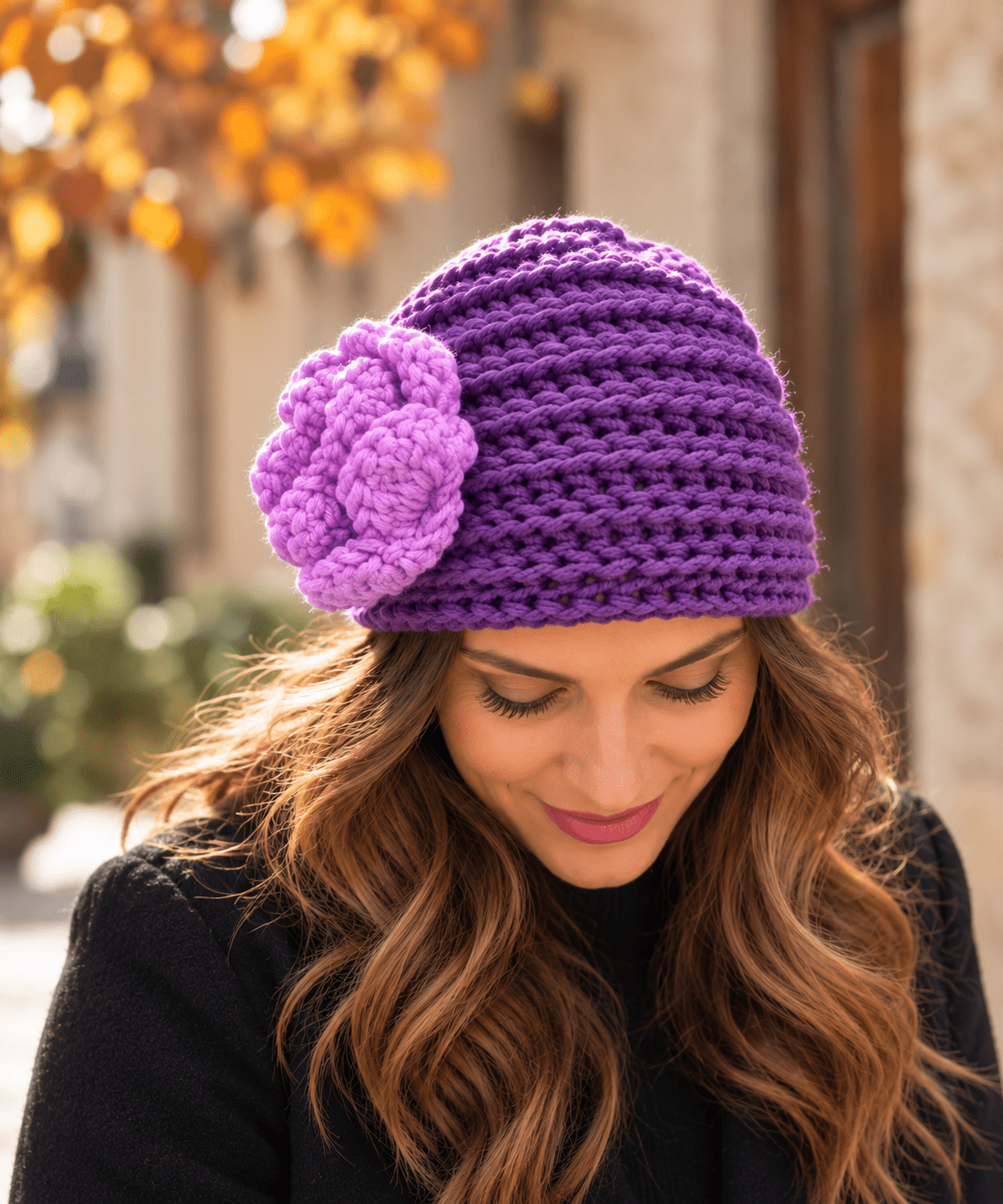 Gorro de lana sintética morado - KHAMALI