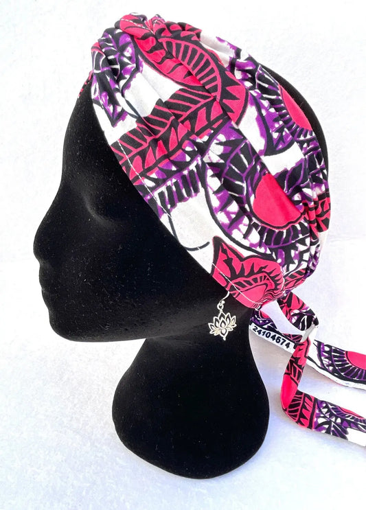 Turbante rosa de algodón una capa ajustable a todas las tallas - KHAMALI