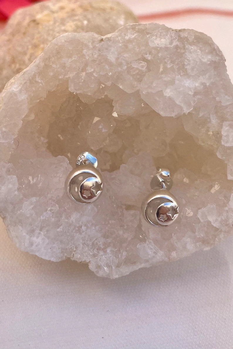 Pendientes de plata 925 luna y estrellas KHAMALI