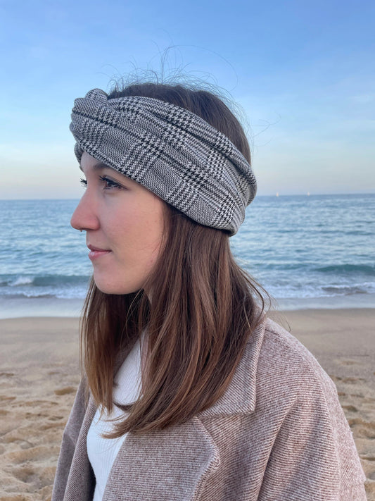 Turbante gris a cuadros khamali Shop