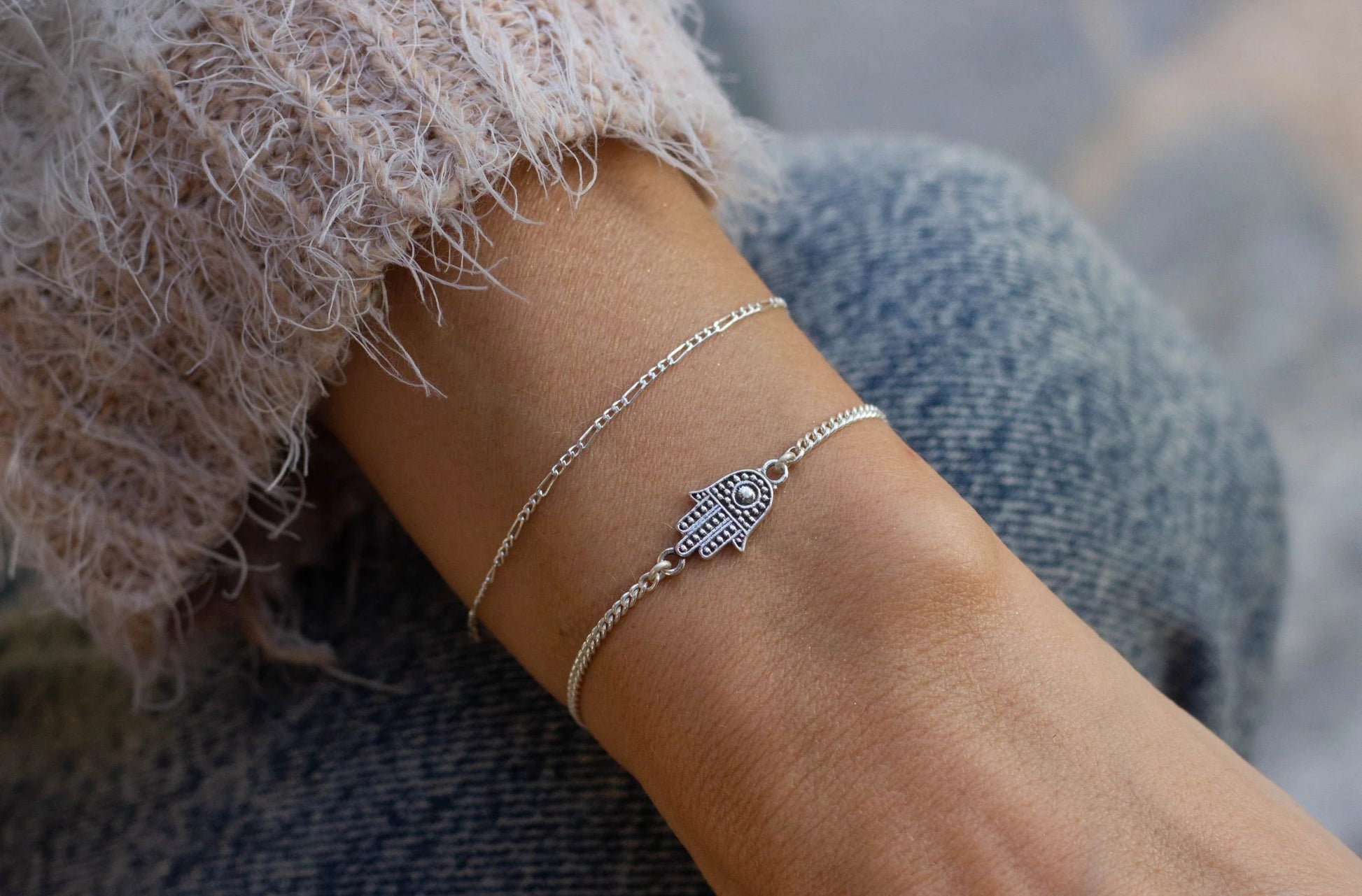 Pulsera de plata con mano de fátima KHAMALI