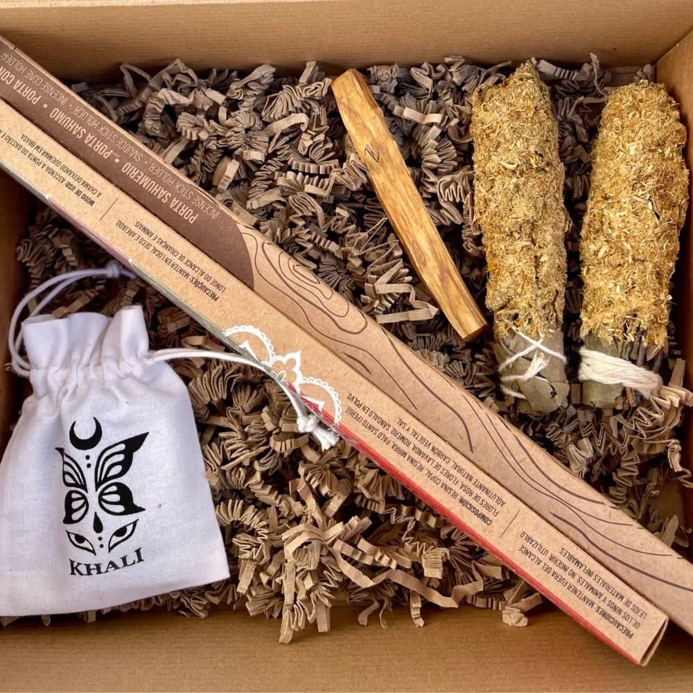 Regalo para aliviar el estrés, sahumerios naturales, caja de regalo de limpieza espiritual, kit de sahumerios herbales, limpieza energética KHAMALI
