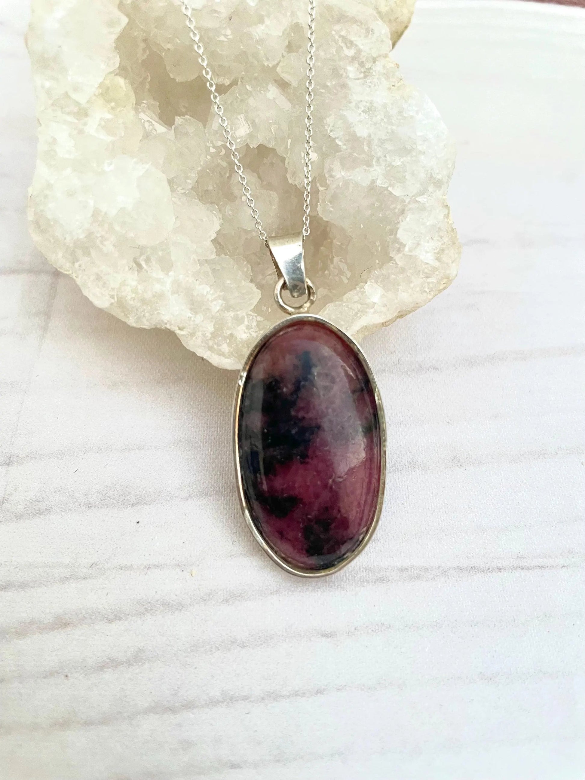 Colgante de rodonita natural en plata 925 khamali Shop