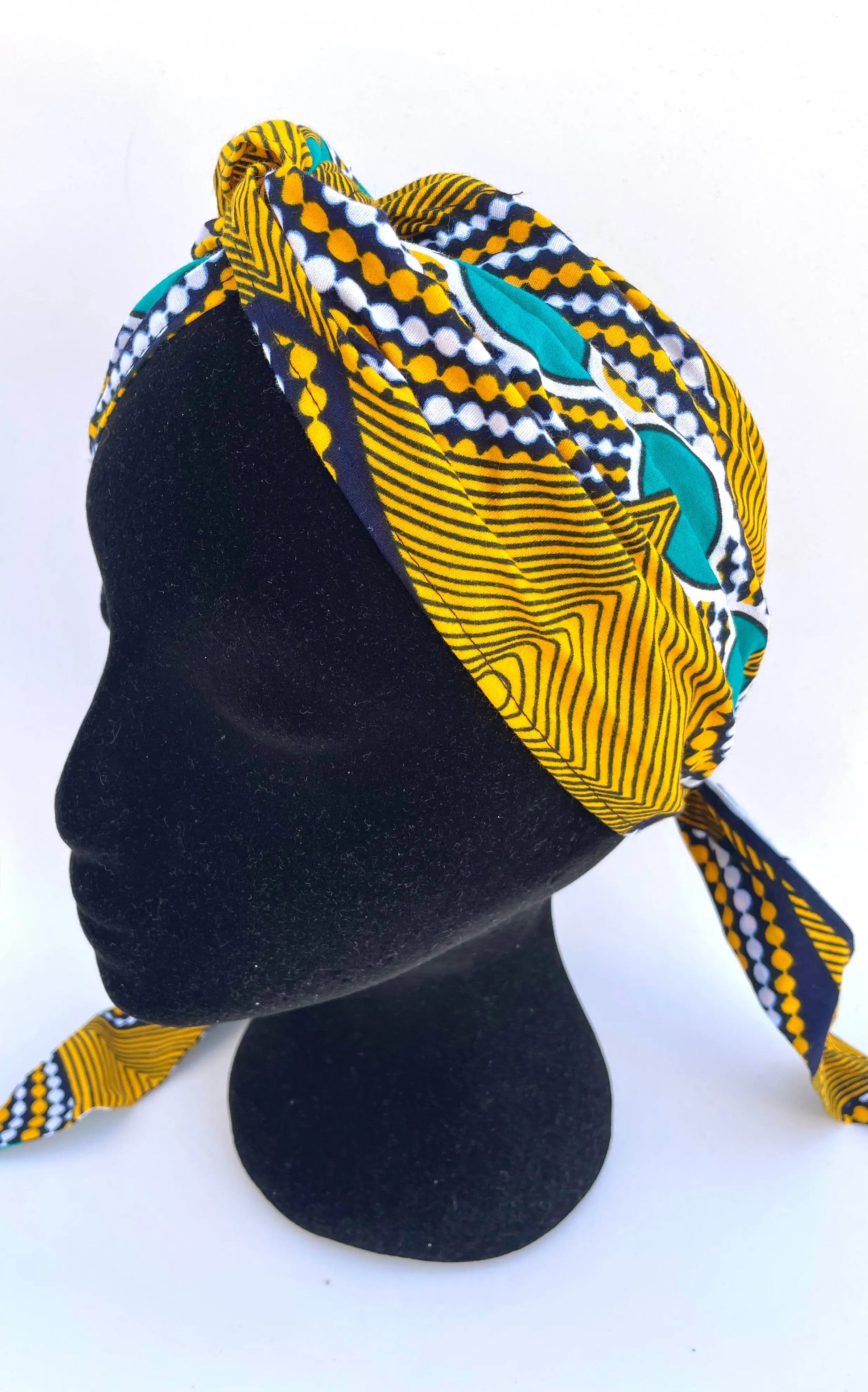 Envoltura cabello una capa cinta ancha color amarilla y azul turquesa - KHAMALI