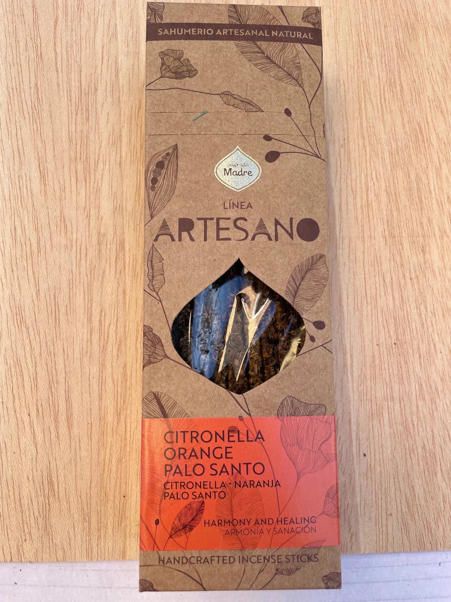 INCIENSO NATURAL HECHO A MANO Citronela, Naranja y Palo Santo Sagrada Madre - KHAMALI