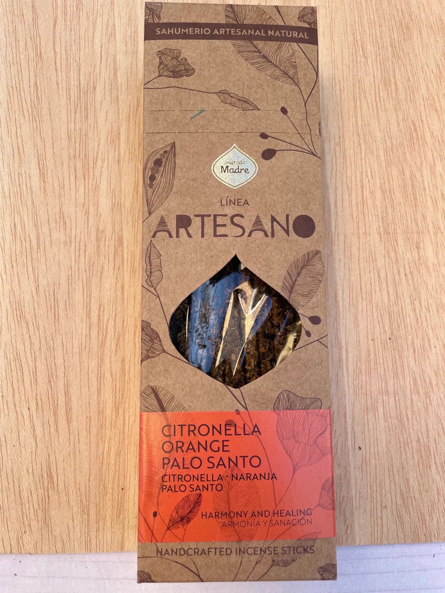 INCIENSO NATURAL HECHO A MANO Citronela, Naranja y Palo Santo Sagrada Madre - KHAMALI