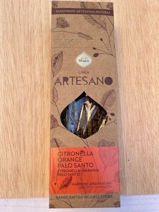 INCIENSO NATURAL HECHO A MANO Citronela, Naranja y Palo Santo Sagrada Madre - KHAMALI
