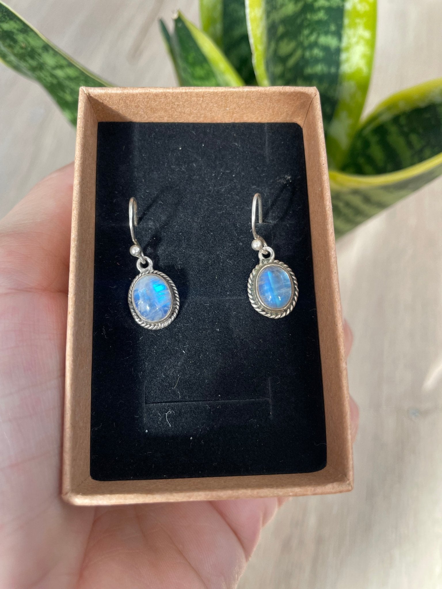 Pendientes de plata 925 con piedra luna natural - KHAMALI