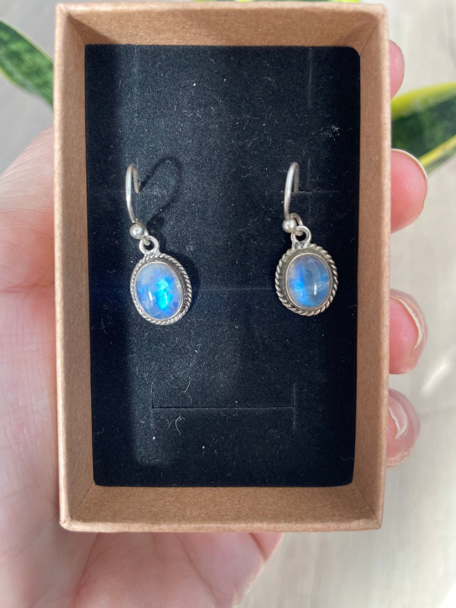 Pendientes de plata 925 con piedra luna natural - KHAMALI