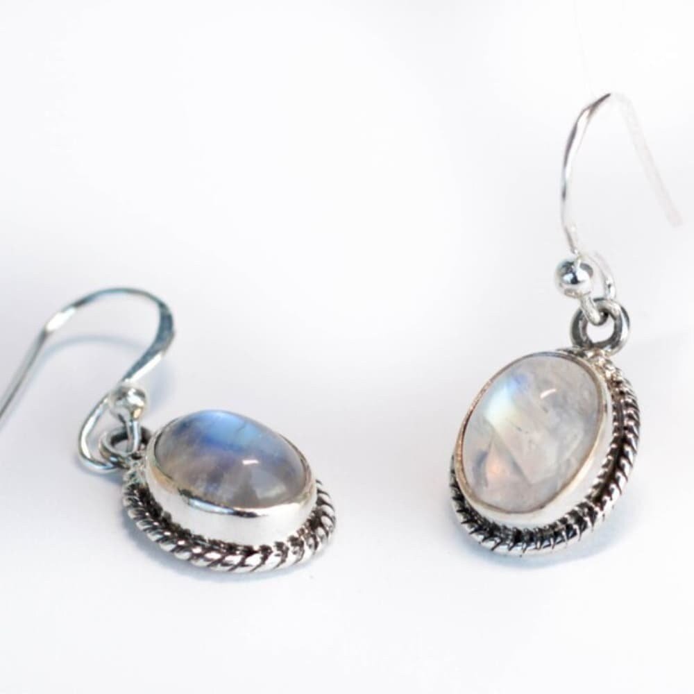 Pendientes de plata 925 con piedra luna natural - KHAMALI