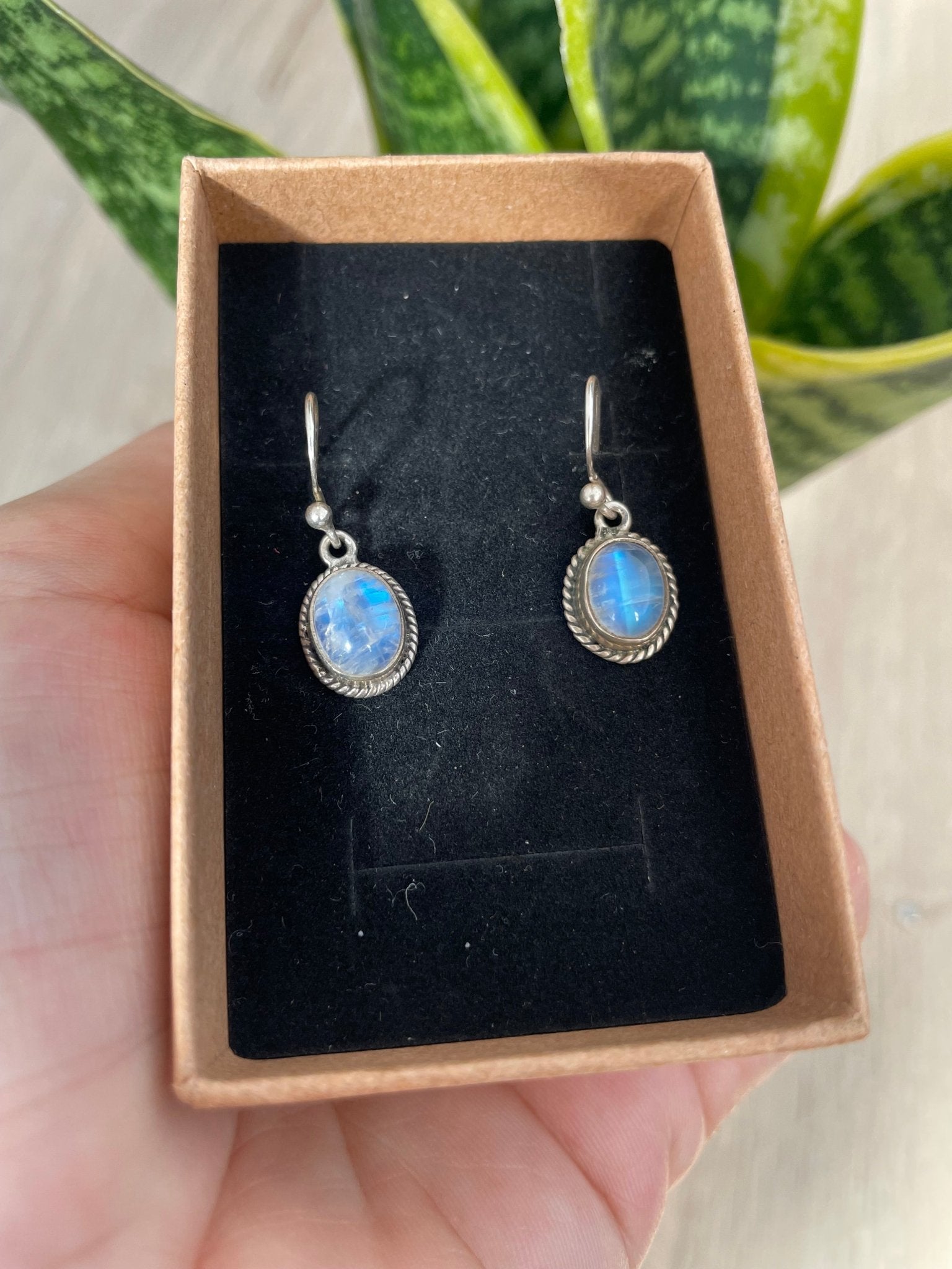 Pendientes de plata 925 con piedra luna natural - KHAMALI