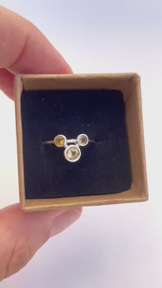 Anillo cuarzo citrino en plata 925