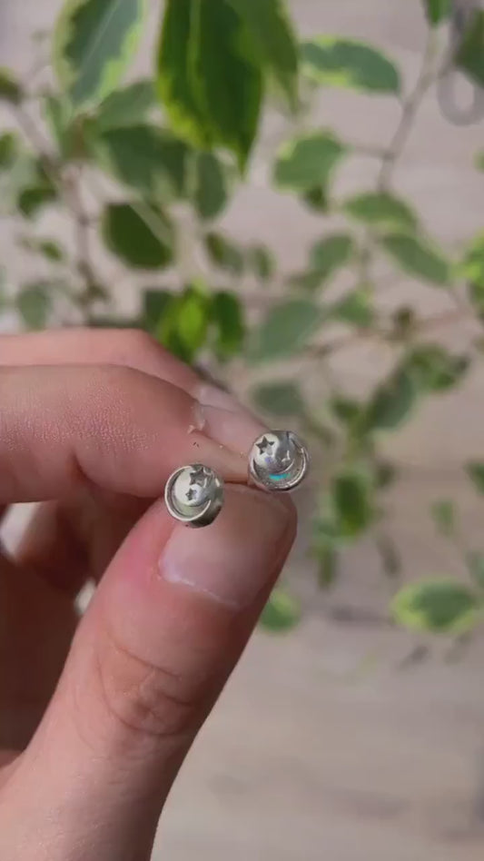 925 silver moon and stars earrings
