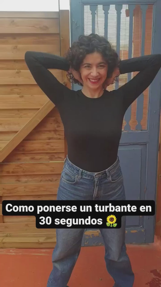 Turban with floral fabric and wire