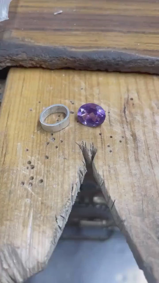 Anillo Amatista elaborado a mano-Pieza ÚNICA
