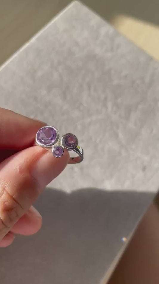 Anillo triple Amatista