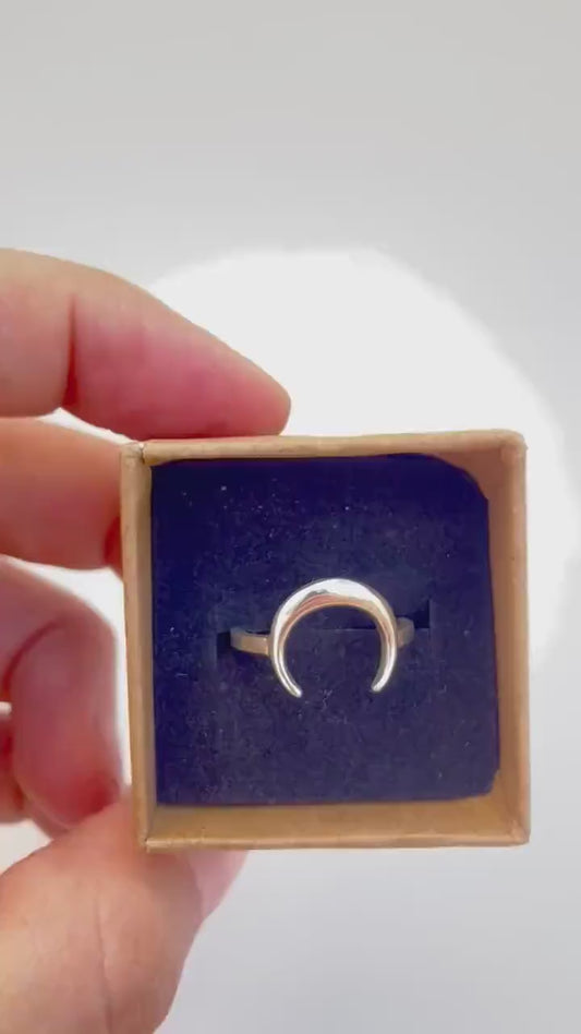 Anillo media luna en plata 925