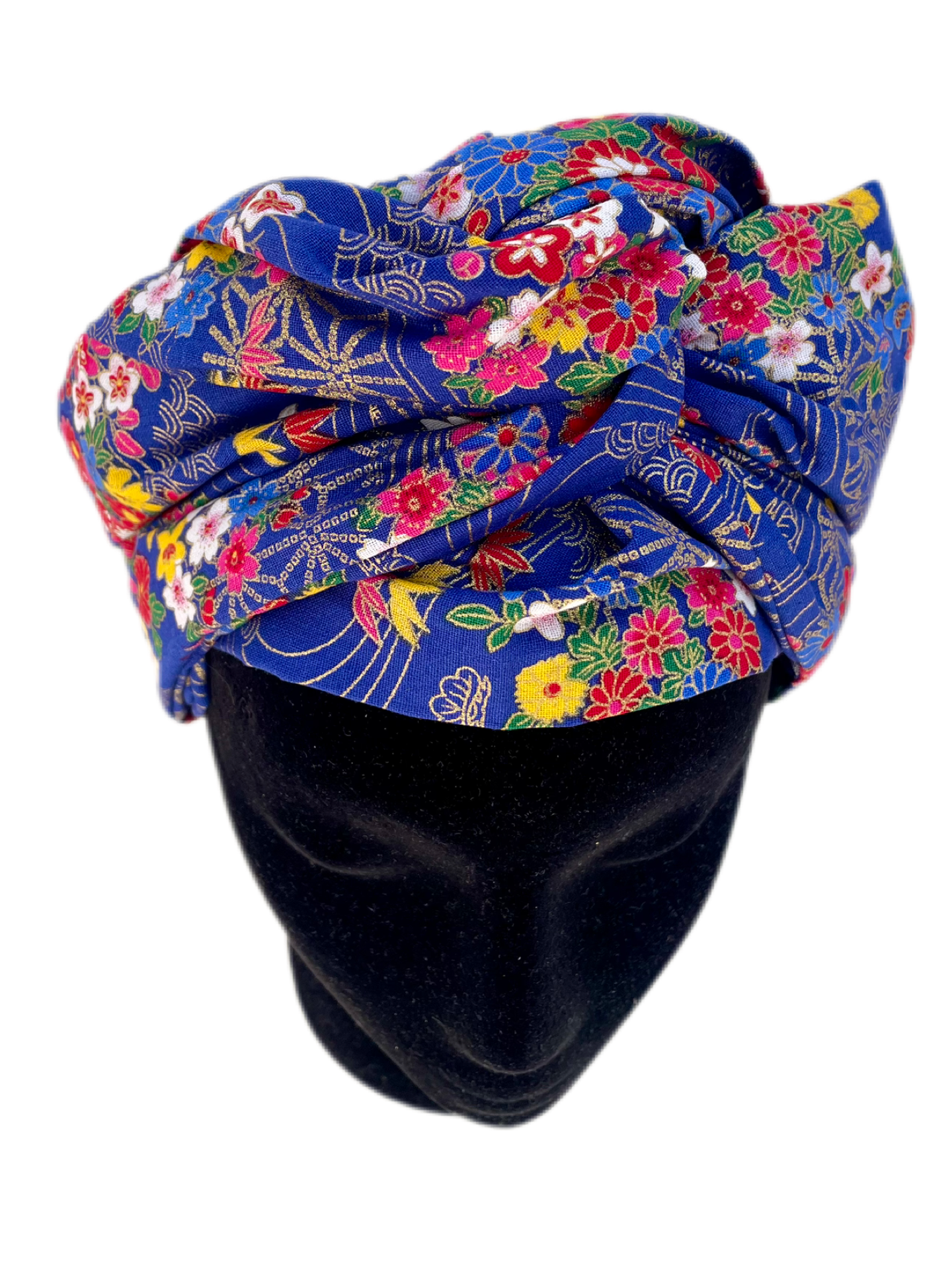 Turbante completo azul floral japonés - KHAMALI