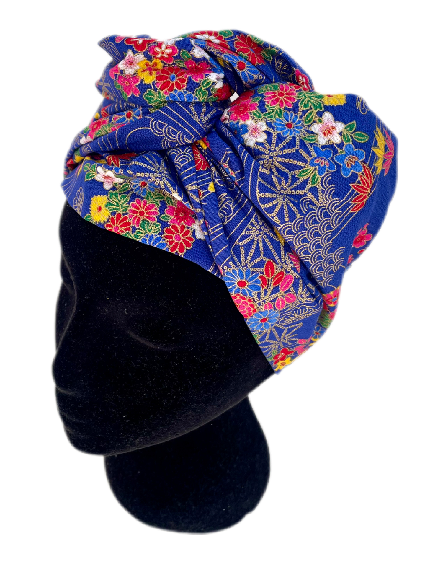 Turbante completo azul floral japonés - KHAMALI
