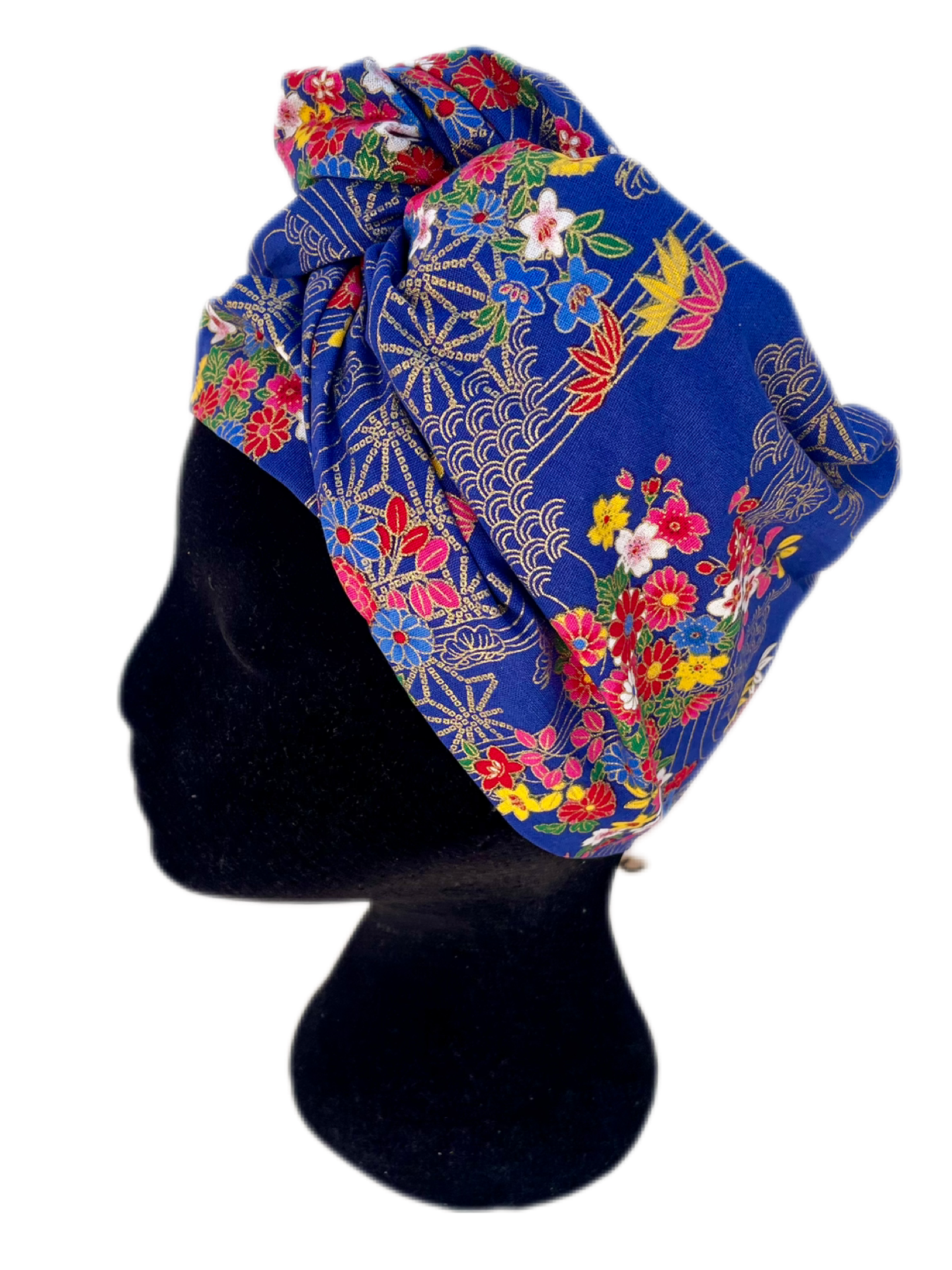 Turbante completo azul floral japonés - KHAMALI