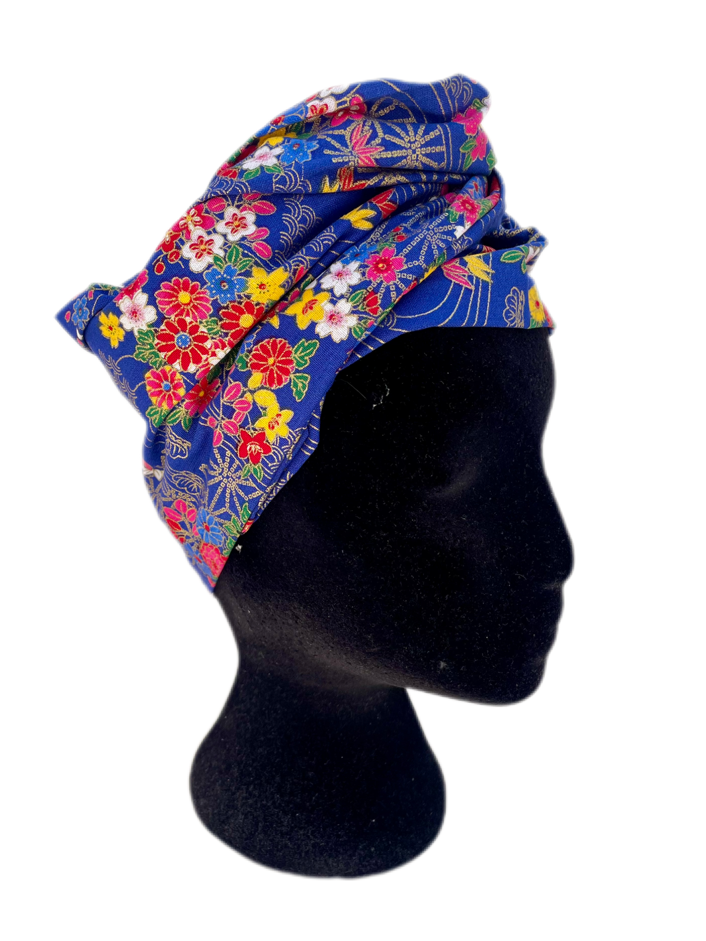 Turbante completo azul floral japonés - KHAMALI
