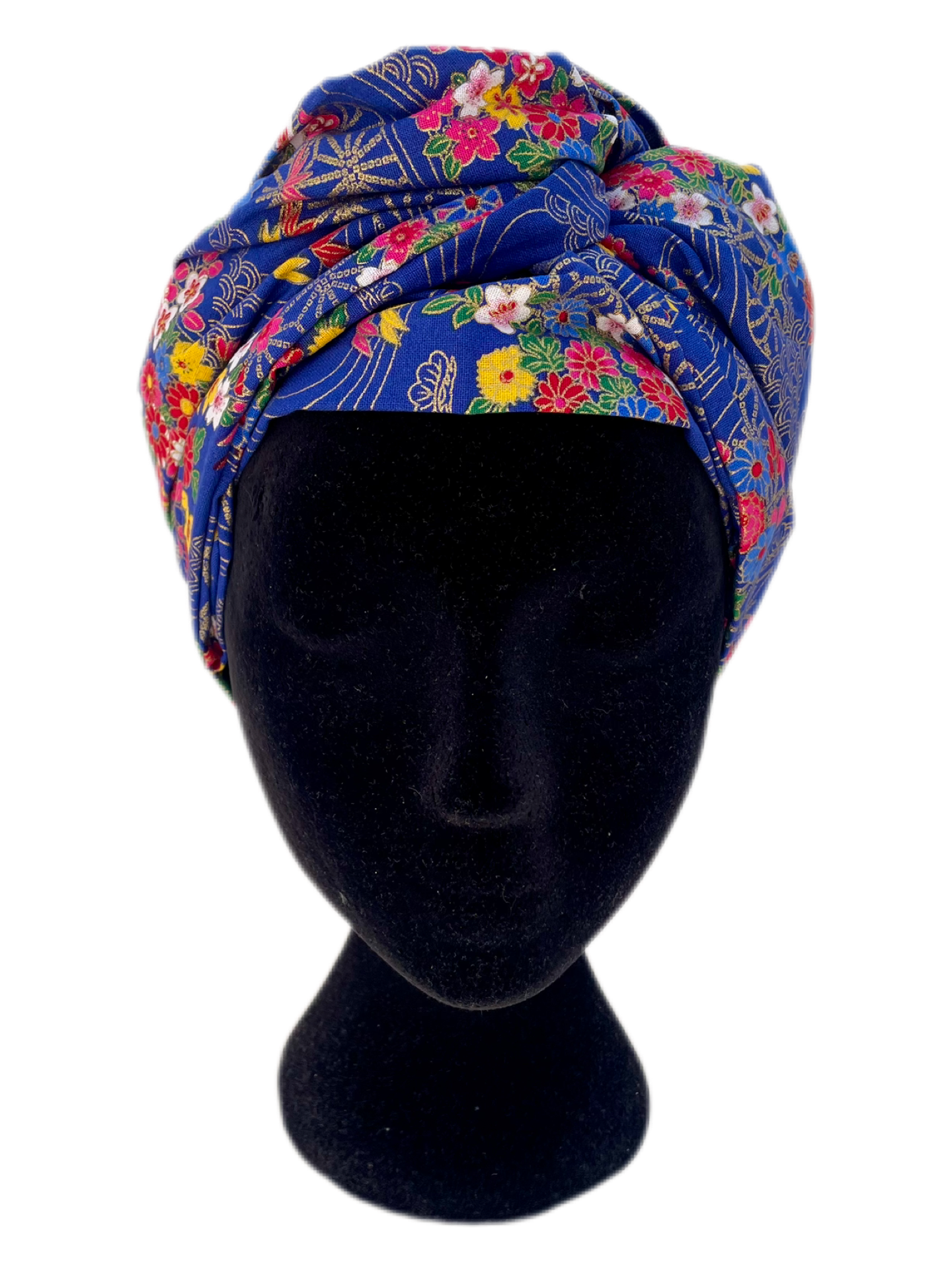 Turbante completo azul floral japonés - KHAMALI