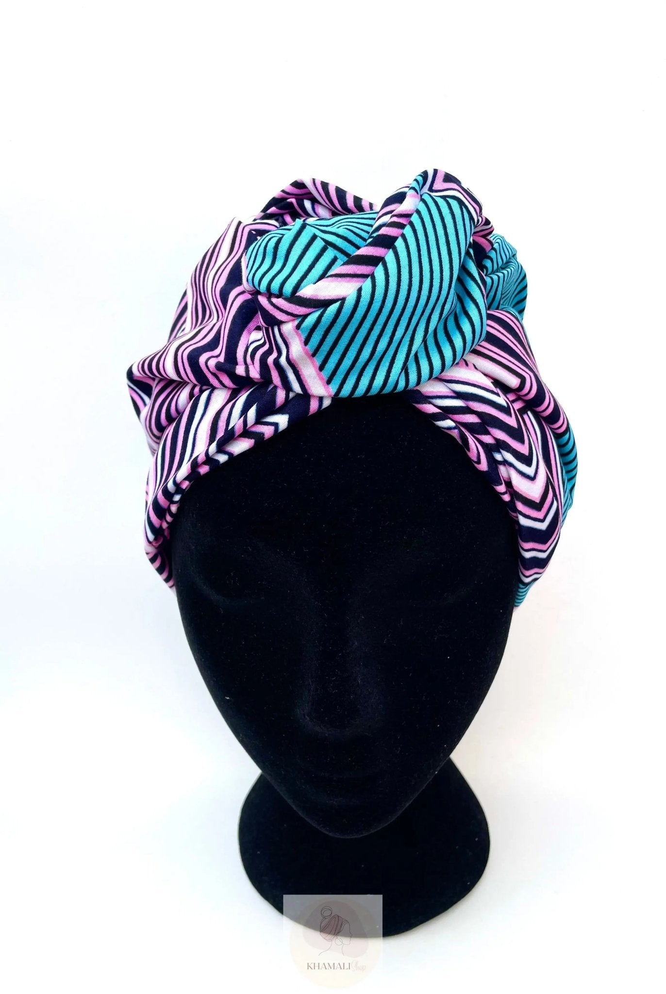 Turbante completo Esencia con alambre – Ondas fucsia, rojo y azul | Apto para uso oncológico - KHAMALI