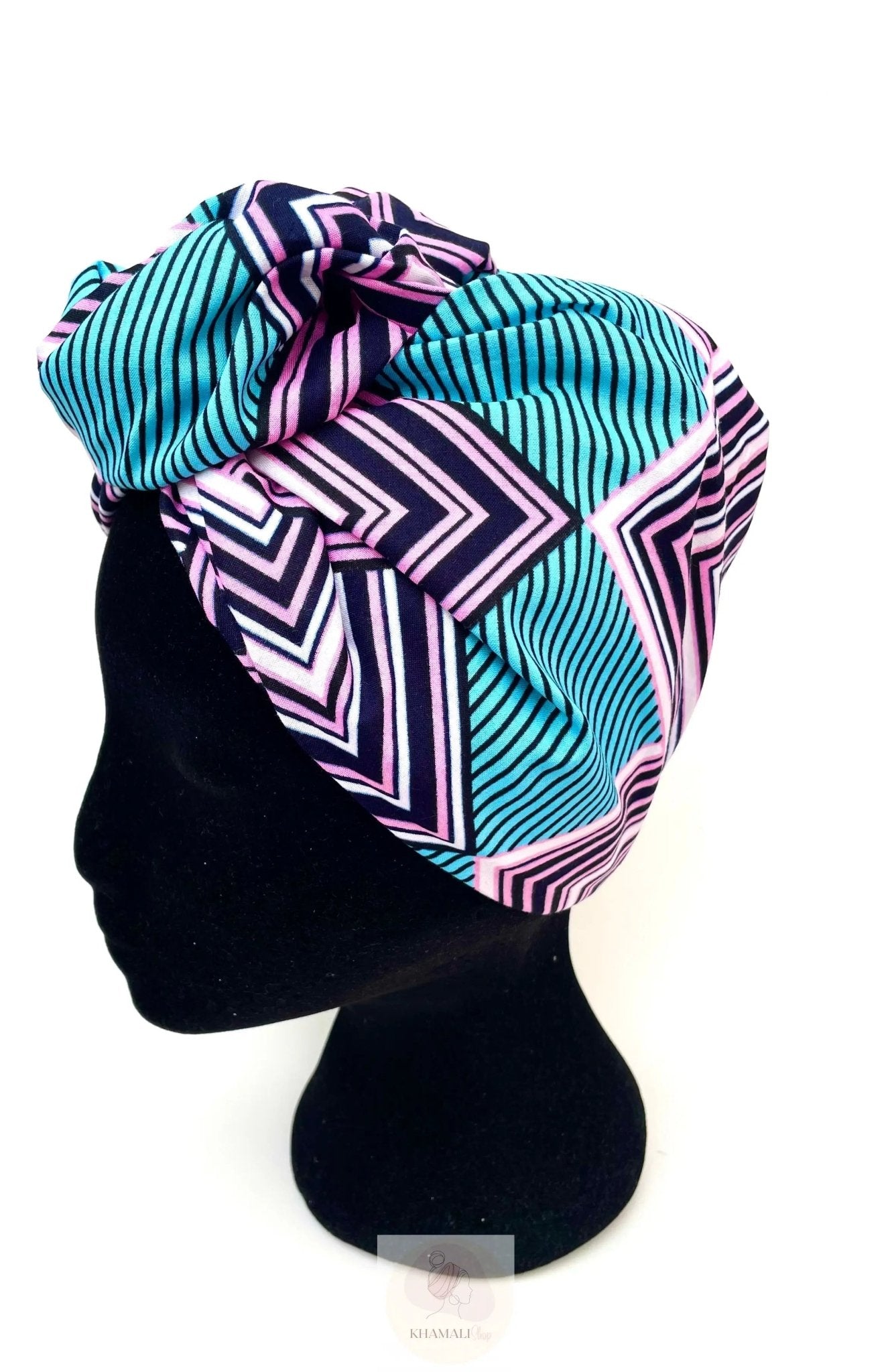 Turbante completo Esencia con alambre – Ondas fucsia, rojo y azul | Apto para uso oncológico - KHAMALI
