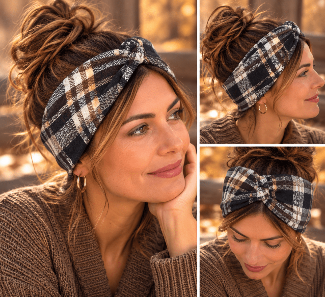 Turbante estampado a cuadros hecho a mano - KHAMALI