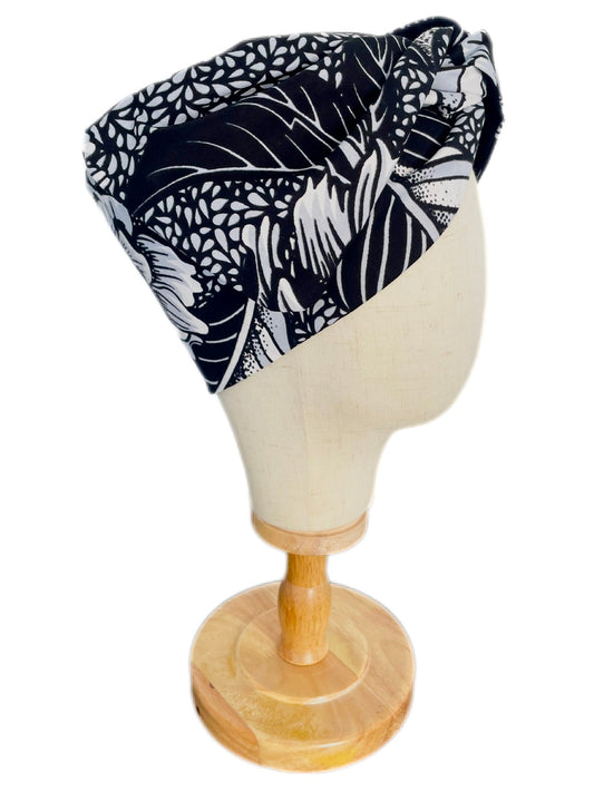 Turbante estampado hojas blanco y negro - KHAMALI