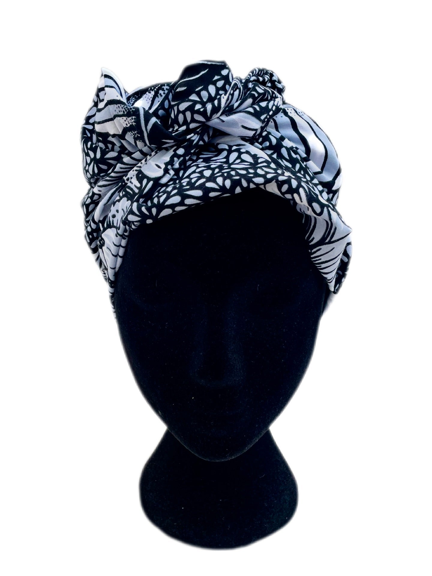 Turbante floral blanco y negro - KHAMALI