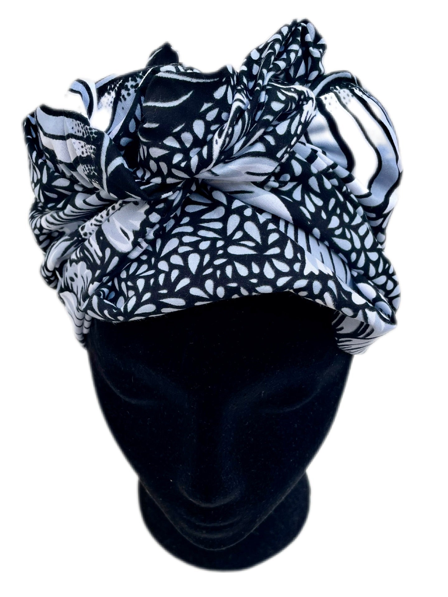 Turbante floral blanco y negro - KHAMALI