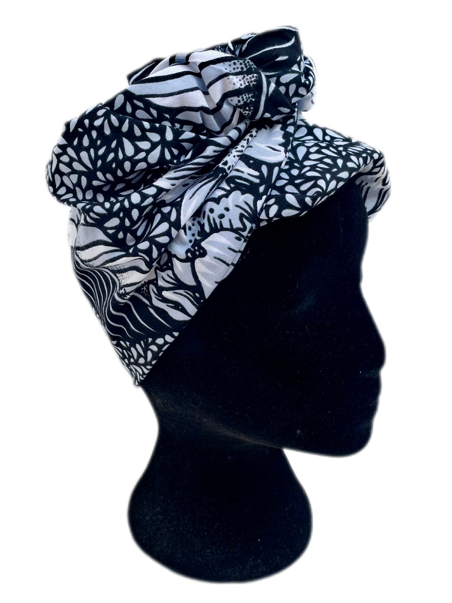 Turbante floral blanco y negro - KHAMALI