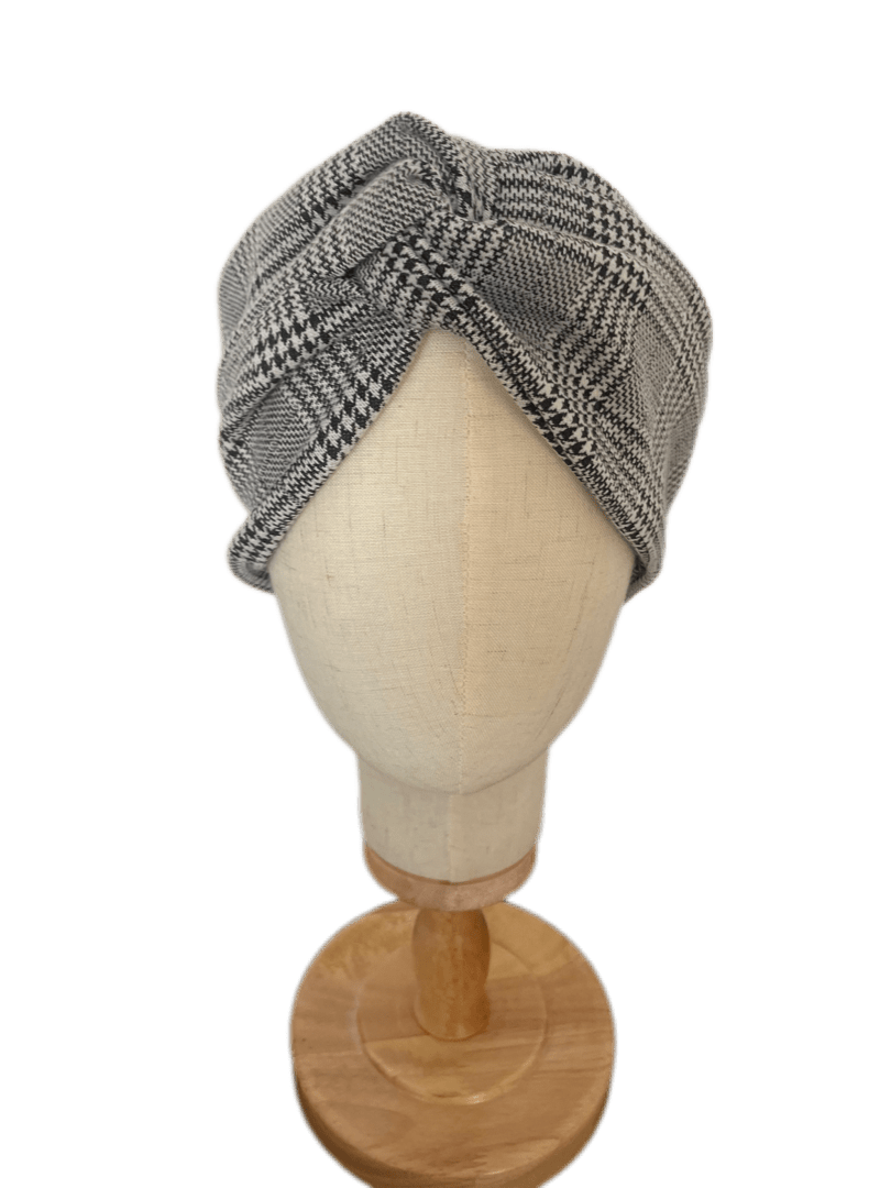 Turbante gris a cuadros hecho a mano - KHAMALI