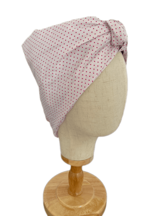 Turbante Integral BOHEME Blanco con Topos Rosas - KHAMALI